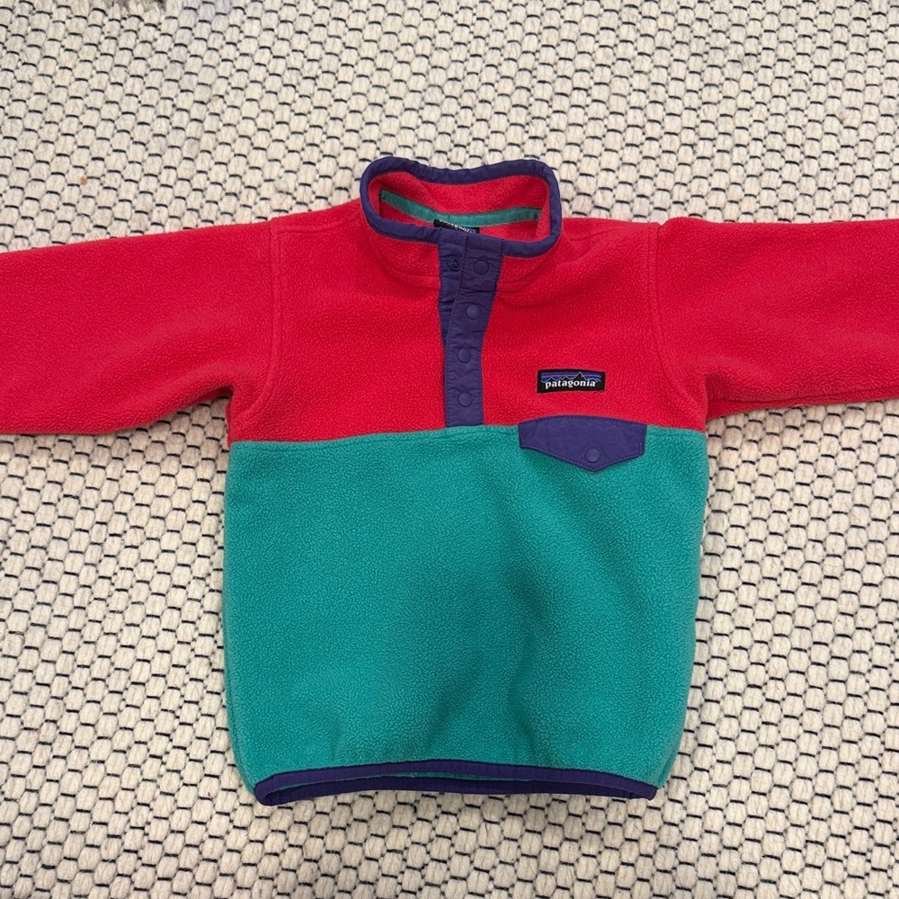 Patagonia Kids Colorblock Fleece Pullover - Pink & Teal